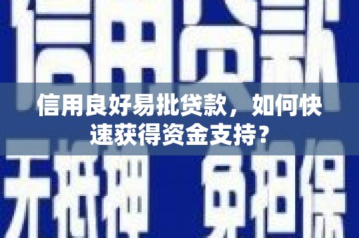 贵德信用良好易批贷款，如何快速获得资金支持？