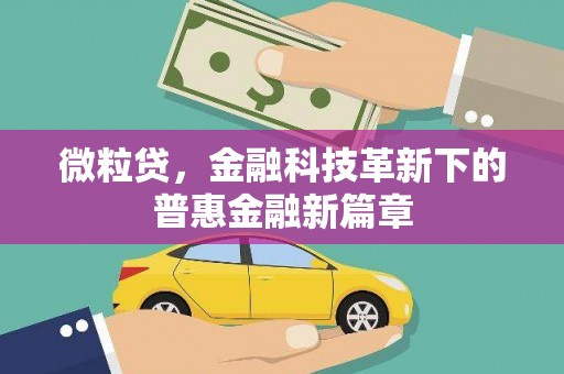 贵德微粒贷，金融科技革新下的普惠金融新篇章