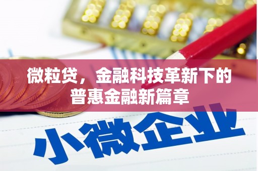 贵德微粒贷，金融科技革新下的普惠金融新篇章