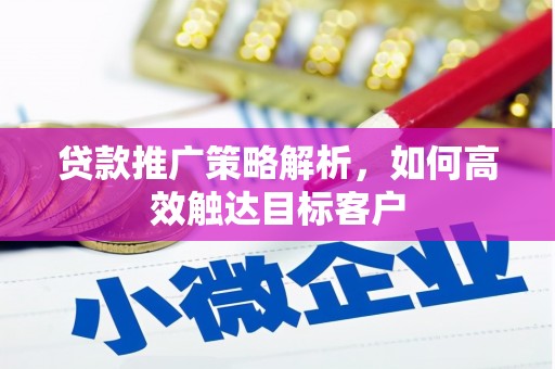 贵德贷款推广策略解析，如何高效触达目标客户