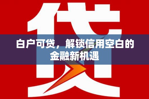 贵德白户可贷，解锁信用空白的金融新机遇